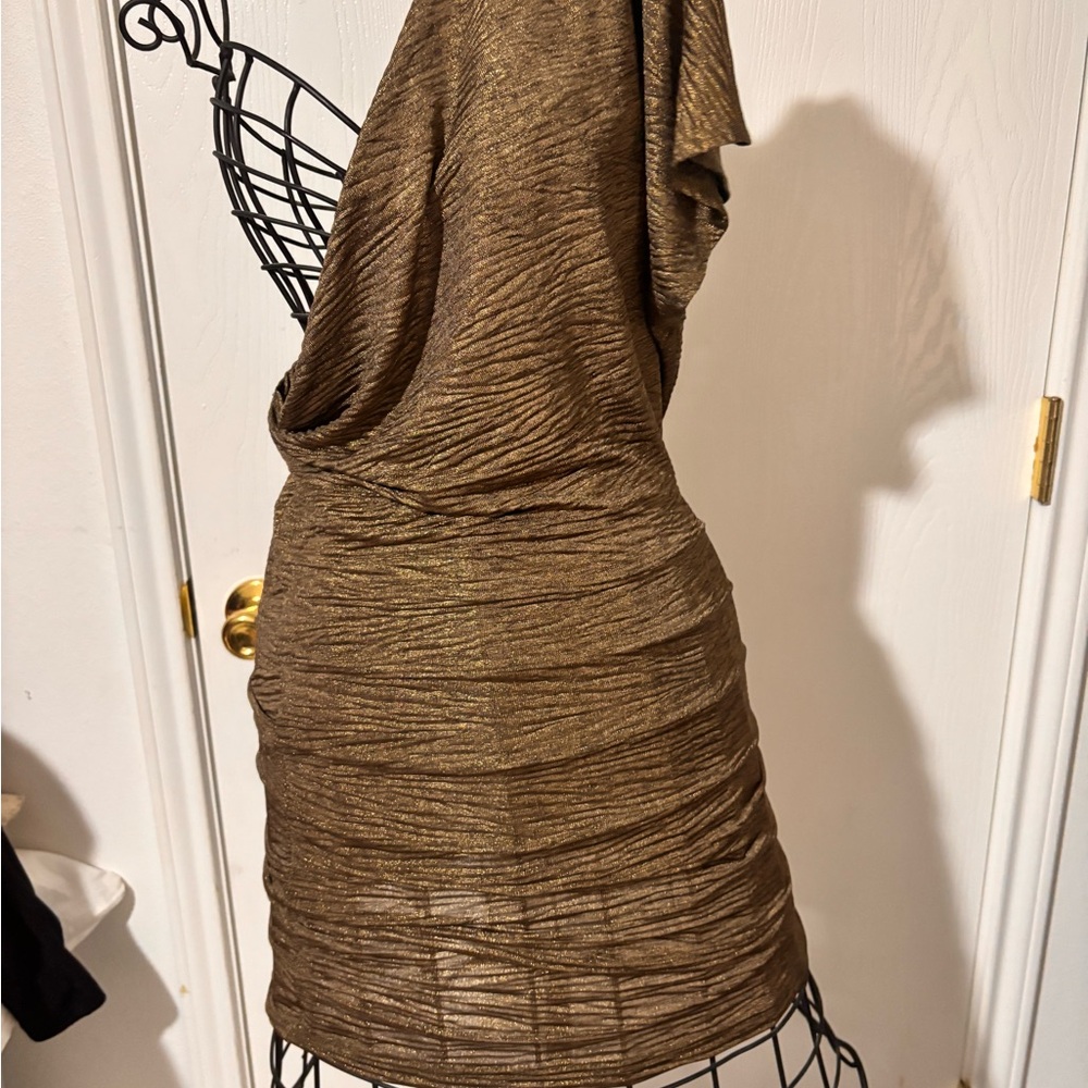 a'gaci One Shoulder Gold Dress